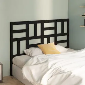 vidaXL Tête de lit Noir 126x4x104 cm Bois massif de pin pas cher