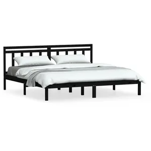 vidaXL Cadre de lit Noir Bois de pin massif 200x200 cm pas cher