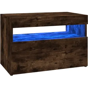 vidaXL Meuble TV avec lumières LED Chêne fumé 60x35x40 cm