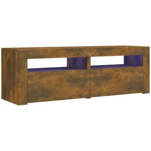 vidaXL Meuble TV avec lumières LED Chêne fumé 120x35x40 cm pas cher