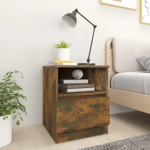 vidaXL Table de chevet chêne fumé 40x40x50 cm bois d'ingénierie pas cher