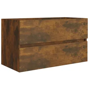 vidaXL Armoire de lavabo Chêne fumé 80x38,5x45 cm Bois d'ingénierie pas cher