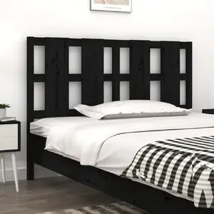 vidaXL Tête de lit Noir 145,5x4x100 cm Bois massif de pin pas cher