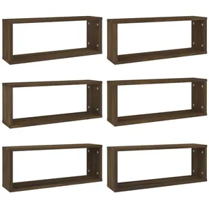 Comparateur de prix : vidaXL Étagères murales cube 6 pcs Chêne marron 60x15x23 cm Bois