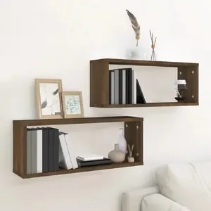 Comparateur de prix : vidaXL Étagères murales cube 2 pcs Chêne marron Bois d’ingénierie