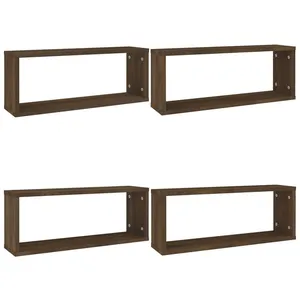 Comparateur de prix : vidaXL Étagères murales cube 4 pcs Chêne marron Bois d’ingénierie