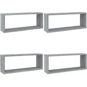 vidaXL Vidaxl Étagères Murales Cube 4 Pcs Sonoma Gris 60x15x23 Cm Bois pas cher
