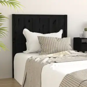 vidaXL Tête de lit Noir 95,5x4x100 cm Bois massif de pin pas cher