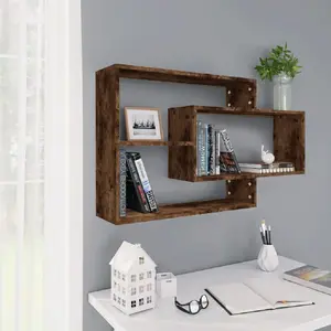 Comparateur de prix : vidaXL Étagère murale chêne fumé 104x20x58,5 cm bois d'ingénierie