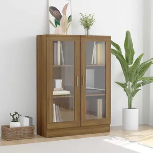 vidaXL Armoire à vitrine Chêne marron 82,5x30,5x115cmBois d'ingénierieVendu parvidaxl