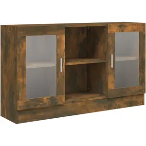 vidaXL Armoire à vitrine Chêne fumé 120x30,5x70 cm Bois d'ingénierie pas cher