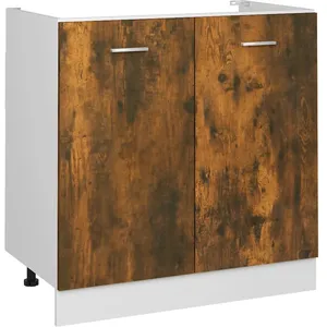 vidaXL Armoire de plancher d'évier Chêne fumé 80x46x81,5 cm pas cher