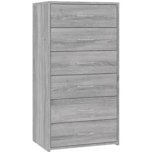 vidaXL Buffet avec 6 tiroirs Sonoma gris 50x34x96 cm Bois d'ingénierie