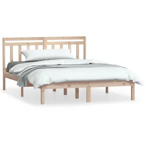 vidaXL Vidaxl Cadre De Lit Bois Massif 135x190 Cm Double pas cher