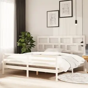 vidaXL Cadre de lit Blanc Bois de pin massif 200x200 cm pas cher
