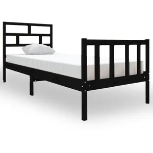 vidaXL Cadre de lit Noir Bois de pin massif 75x190 cm Petit simple