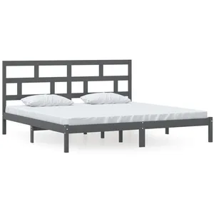 vidaXL Cadre de lit Gris Bois de pin massif 200x200 cm pas cher