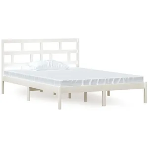 vidaXL Cadre de lit Blanc Bois de pin massif 140x200 cm pas cher