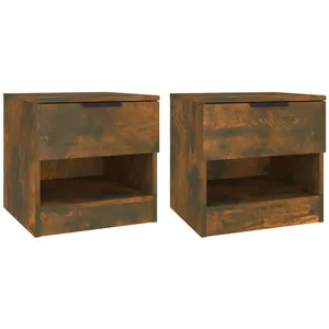 vidaXL Tables de chevet 2 pcs Chêne fumé Bois d'ingénierie pas cher