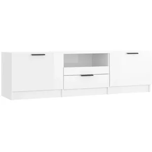 vidaXL Meuble TV Blanc brillant 140x35x40 cm Bois d'ingénierie pas cher