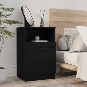 vidaXL Table de chevet Noir Bois d'ingénierie pas cher