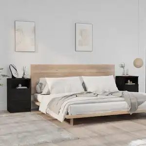 vidaXL Tables de chevet 2 pcs Noir Bois d'ingénierie pas cher