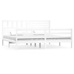 vidaXL Cadre de lit Blanc Bois massif 200x200 cm pas cher