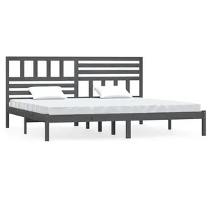 vidaXL Cadre de lit Gris Bois de pin massif 200x200 cm pas cher