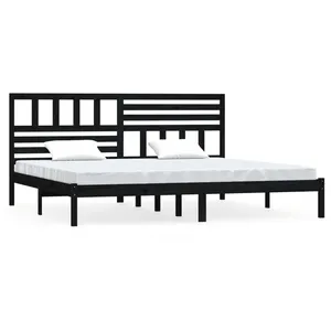 vidaXL Cadre de lit Noir Bois de pin massif 200x200 cm pas cher