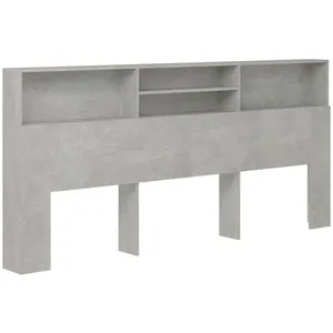 vidaXL Armoire de tête de lit Gris béton 220x19x103,5 cm pas cher