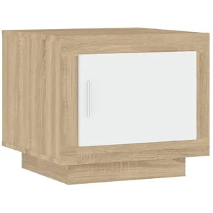 vidaXL Table basse Blanc et chêne sonoma 51x50x45 cm Bois d'ingénierie pas cher