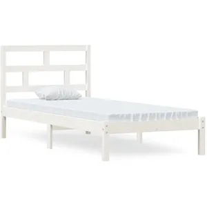 vidaXL Cadre de lit Blanc Bois de pin massif 90x200 cm pas cher