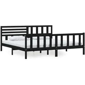 vidaXL Cadre de lit Noir Bois massif 200x200 cm pas cher