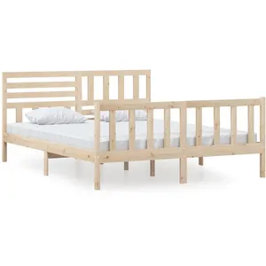 vidaXL Cadre de lit Bois massif 160x200 cm pas cher