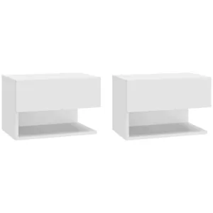 vidaXL Tables de chevet murales 2 pcs Blanc 810954 pas cher
