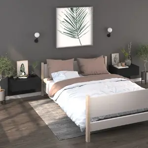 vidaXL Tables de chevet murales 2 pcs Noir pas cher