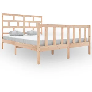 vidaXL Cadre de lit Bois de pin massif 140x200 cm pas cher