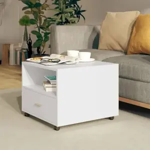 vidaXL Table basse blanc 55x55x40 cm bois d'ingénierie pas cher