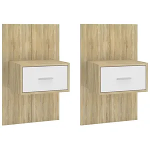 vidaXL Tables de chevet murales 2 pcs Blanc et chêne sonoma pas cher