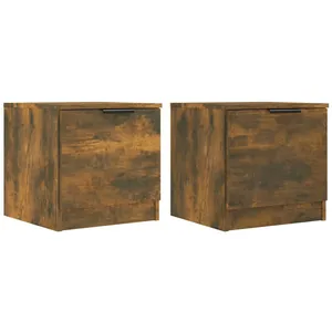 vidaXL Tables de chevet 2 pcs Chêne fumé 40x39x40 cm pas cher