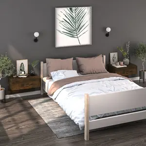 vidaXL Tables de chevet murales 2 pcs Chêne fumé pas cher