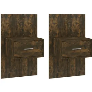 vidaXL Tables de chevet murales 2 pcs Chêne fumé pas cher