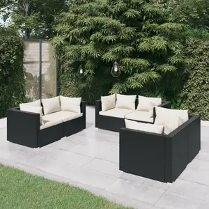 vidaXL Salon de jardin 6 pcs avec coussins Résine tressée Noir pas cher