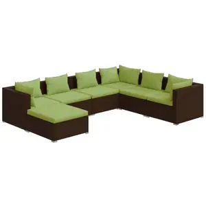 vidaXL Salon de jardin 7 pcs avec coussins Résine tressée Marron pas cher