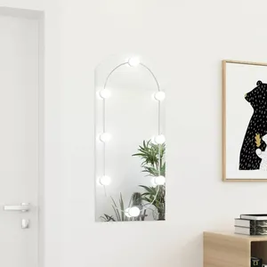 vidaXL Miroir avec éclairage LED 90x45 cm Verre Arche pas cher