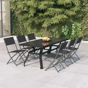 Comparateur de prix : vidaXL Ensemble de salle à manger de jardin 7 pcs Gris et noir