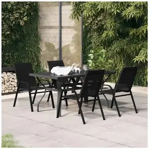 vidaXL Ensemble de salle à manger de jardin 5 pcs Noir 3095979 pas cher