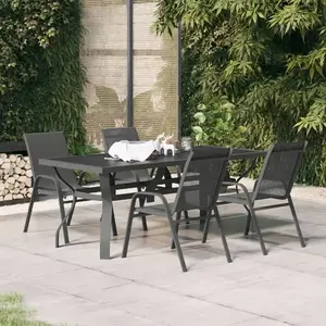 vidaXL Ensemble de salle à manger de jardin 5 pcs Gris et noir pas cher