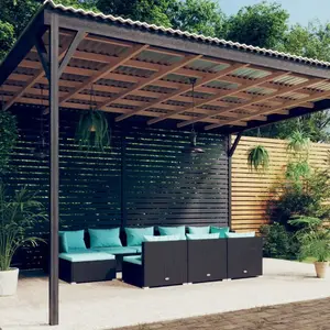 vidaXL Salon de jardin 10 pcs avec coussins Noir Résine tressée pas cher