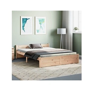 vidaXL Cadre de lit Bois massif 140x190 cm pas cher